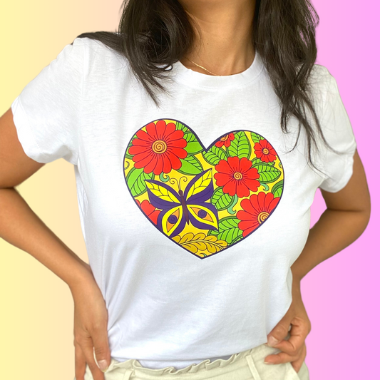 Camiseta algodón corazón mariposas