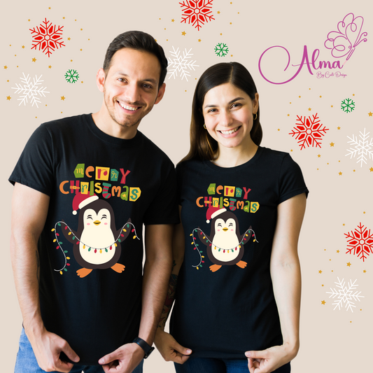 Camiseta Merry Christmas pinguino