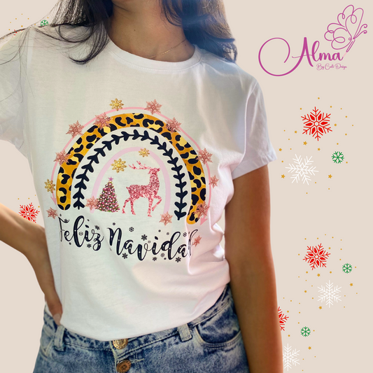 Camiseta navidad animal print