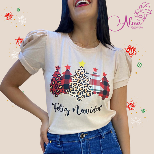 Blusa manga nudo navidad