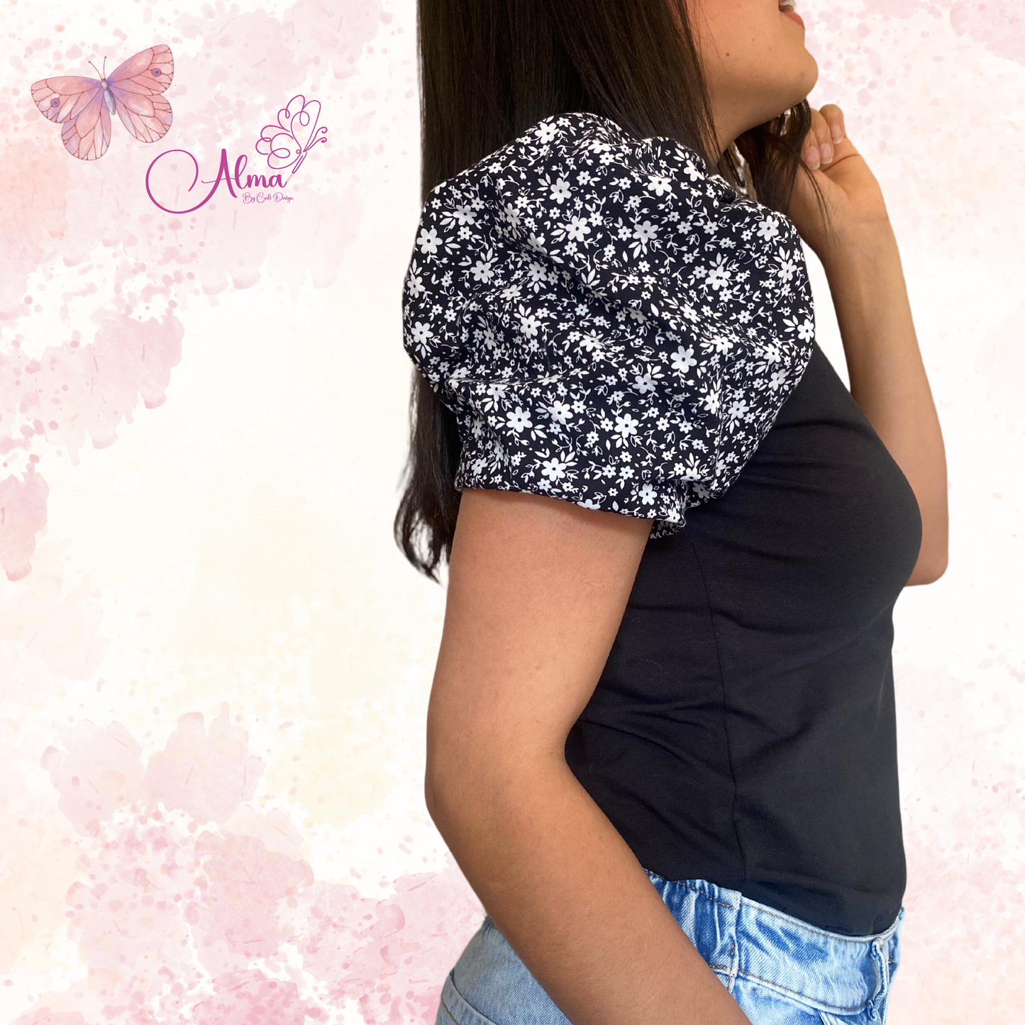 Blusa Manga Globo margaritas