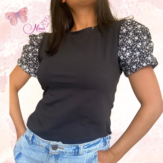 Blusa Manga Globo margaritas