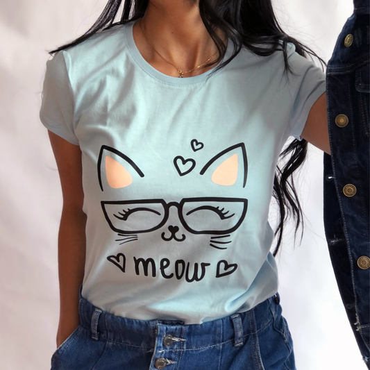 Camiseta meow gafas