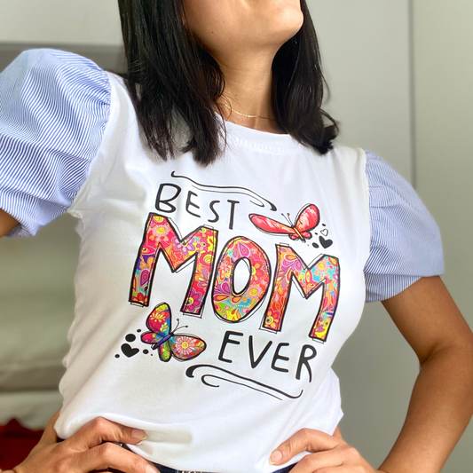 Blusa manga globo best mom ever