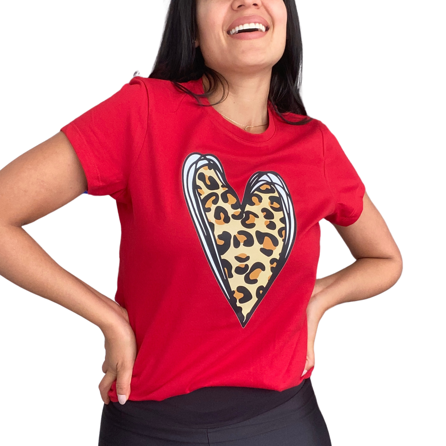 Camiseta corazón animal print