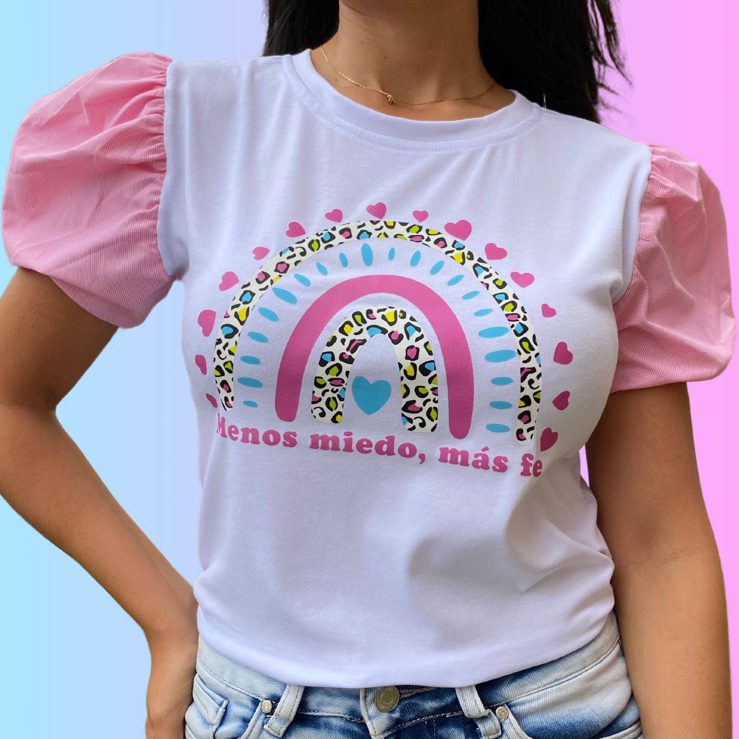 Blusa menos miedo más fe